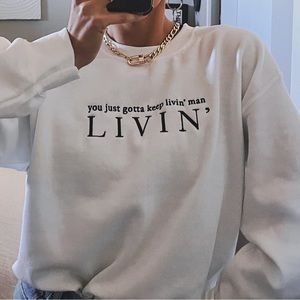 White Embroidered Crewneck
